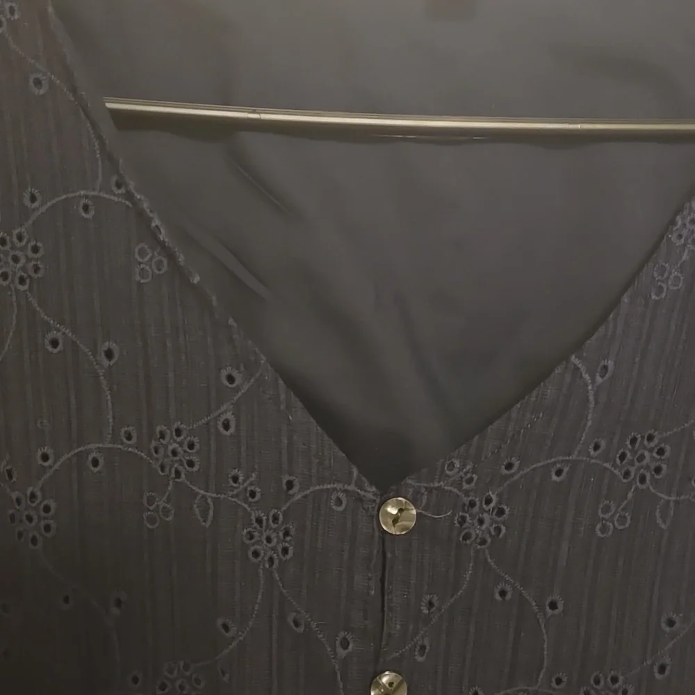 Time and Tru Navy Eyelet Button-Up Blouse